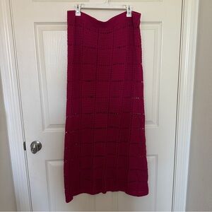 Mango Magenta Crochet mid/maxi skirt